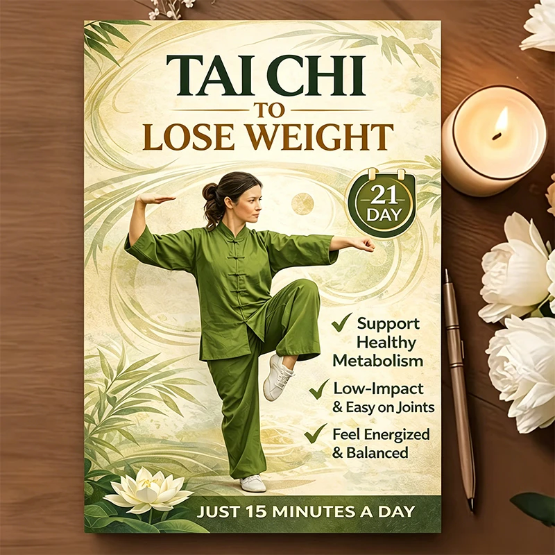 Plan de Fitness |   Plan de Tai Chi para bajar de peso y moldear el cuerpo, ejercicios diarios en casa, baja intensidad, soporte para las rodillas, mejora la postura y el equilibrio, fortalece el torso y la fuerza, planificador de fitness con espiral, ade