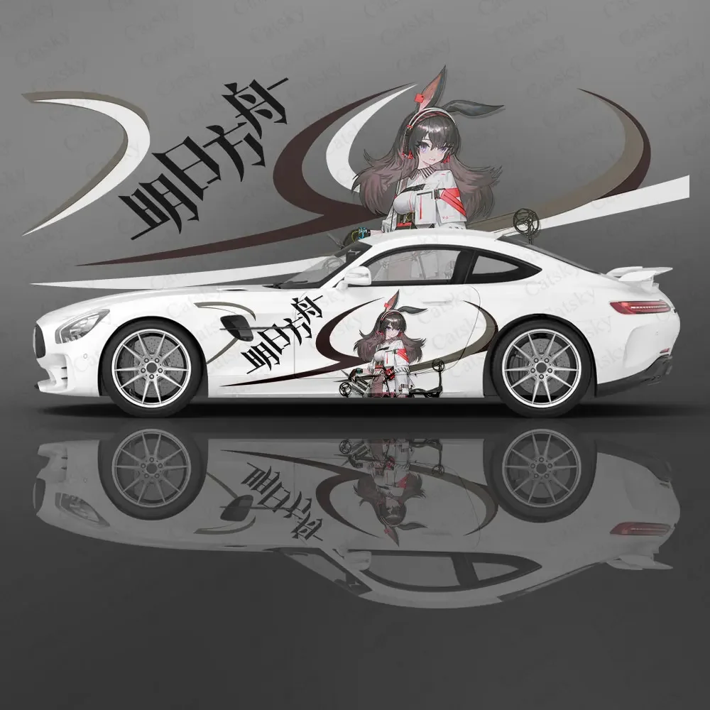 

April (Arknights) аниме девушка автомобильная наклейка цветок виниловые наклейки для автомобиля внедорожник боковые графические наклейки, универсальный размер, наклейки на кузов автомобиля