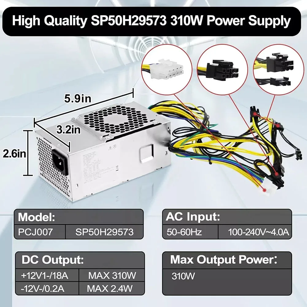 24 7 Office Operation 310W Power Supply 10 Pin Power Connector Replacement Switching Power Supply 100-240V 4.0A AC 100-240V 4.0A