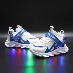 New LED Children Glowing Shoes Baby Luminous Sneakers Boys Lighting Running Shoes  Kids Breathable Mesh Sneakers