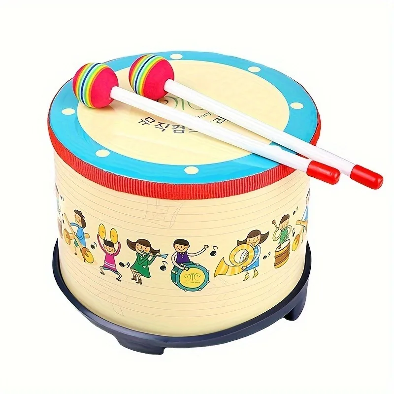 

8 Inch Floor Drum with 2 Drums Mallets Preschool Toys Beat Instrument Ground Drum Percussion Kids Gift Musical Instrument