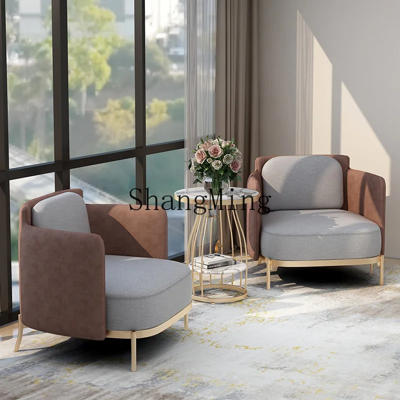 CL أريكة واحدة أثاث غرفة المعيشة نموذج غرفة الجلود والنسيج مزيج أريكة كرسي