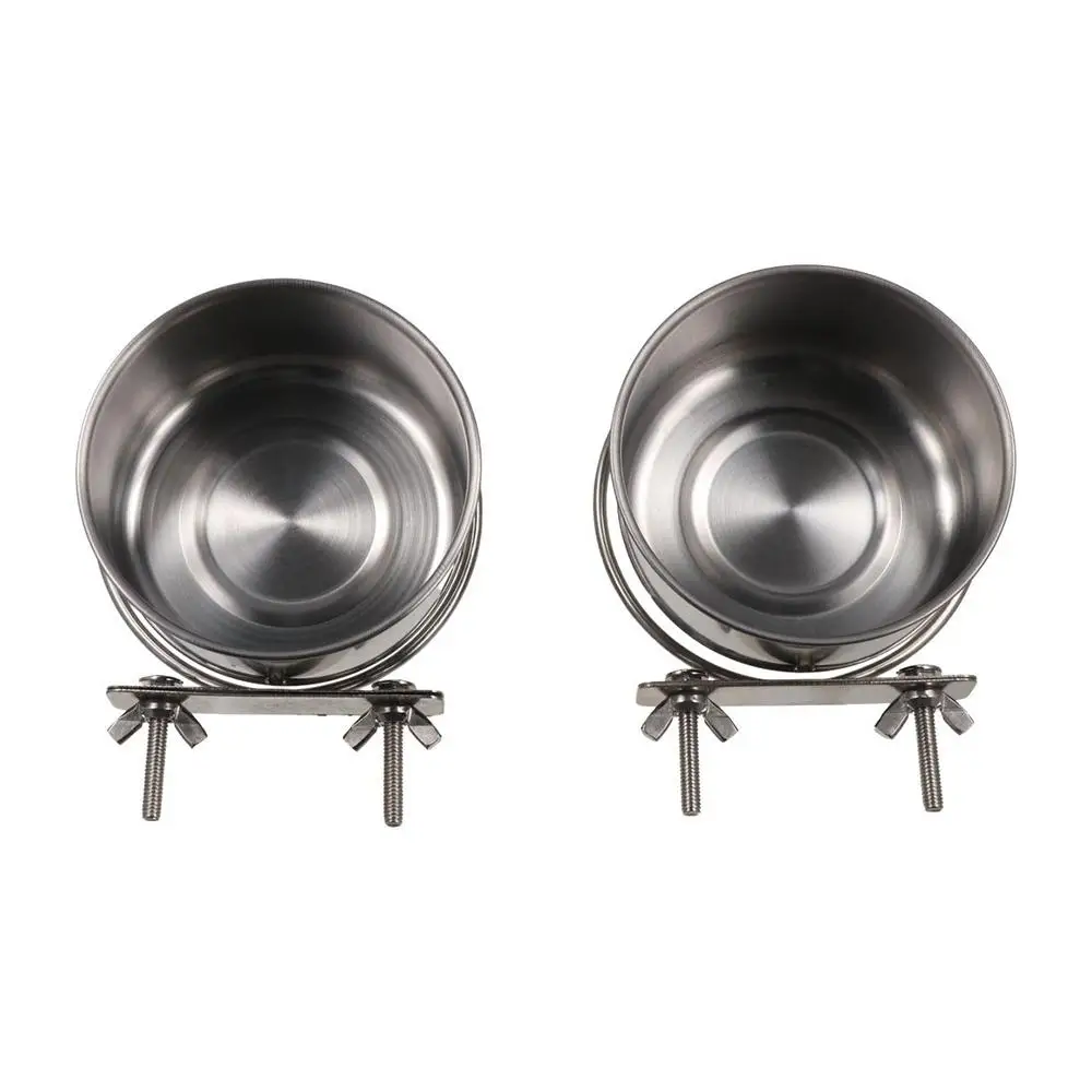 

Water Bowl Bird Bowls with Clamp Holder Stainless Steel Parakeet Feeder Feeding Dish Basin Parrot Food Bowl Dogs Cats Cage