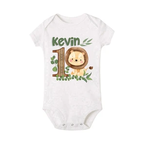 Personalisierte Safari -Tierpause mit dem Namen für das Baby, wilder One Jungle Birthday Party Bodysuit, Kinderduschengeschenke, Neugeborenen Jumpsuit 10 Hauptverkäufe Kindersafari -Kleidung - №3