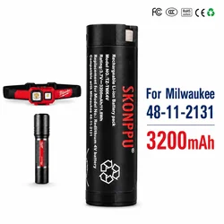 4V 3200mAh Replacement Li-ion Battery for 48-11-2131 Compatible with Milwaukee Headlamp Flashlight & other Milwaukee 4V Devices