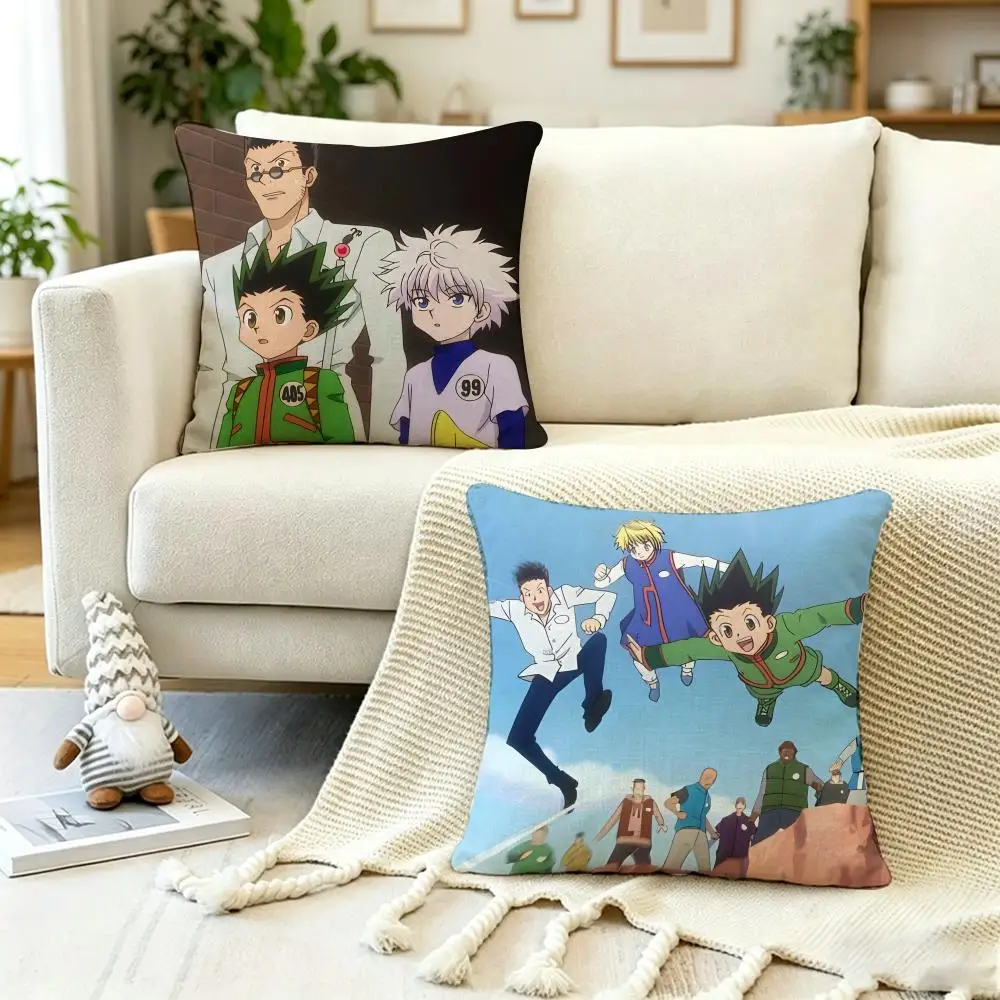 Battle Anime H-Hunter x Hunter Cushion Cover Anti-dustmite Pillowcase Invisible zipper silky short plush Sofa cushion cover