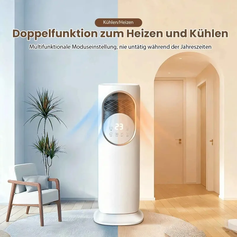 Cold Warm Air Cooler with ultrasound Mist, PTC Ceramic heater, 5-in-1 Air Conditioner tower fan White
