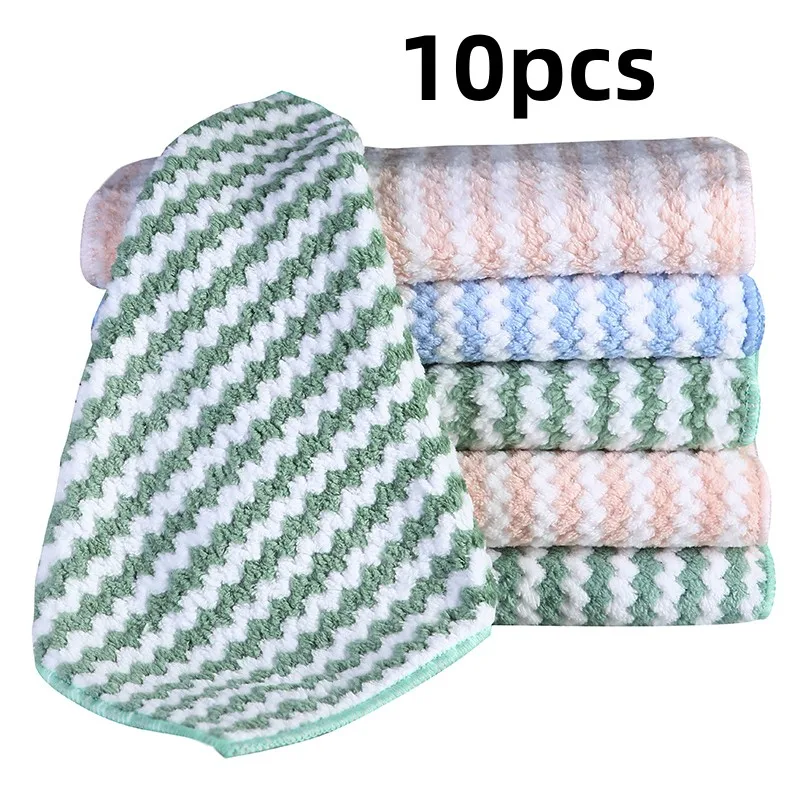 30x30cm 10/5/3PCS Kitchen Scouring Pad Towel Dishcloth Household Rags Gadget Microfiber Non-stick Oil Table Cleaning Cloth Wipe