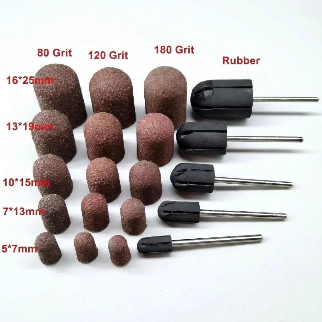 50pcs/lot #80,120,180 10*15 mm Sanding Block Sleeve Cap Manicure File Tools Nail Drill Polishing Accessories Sand-10