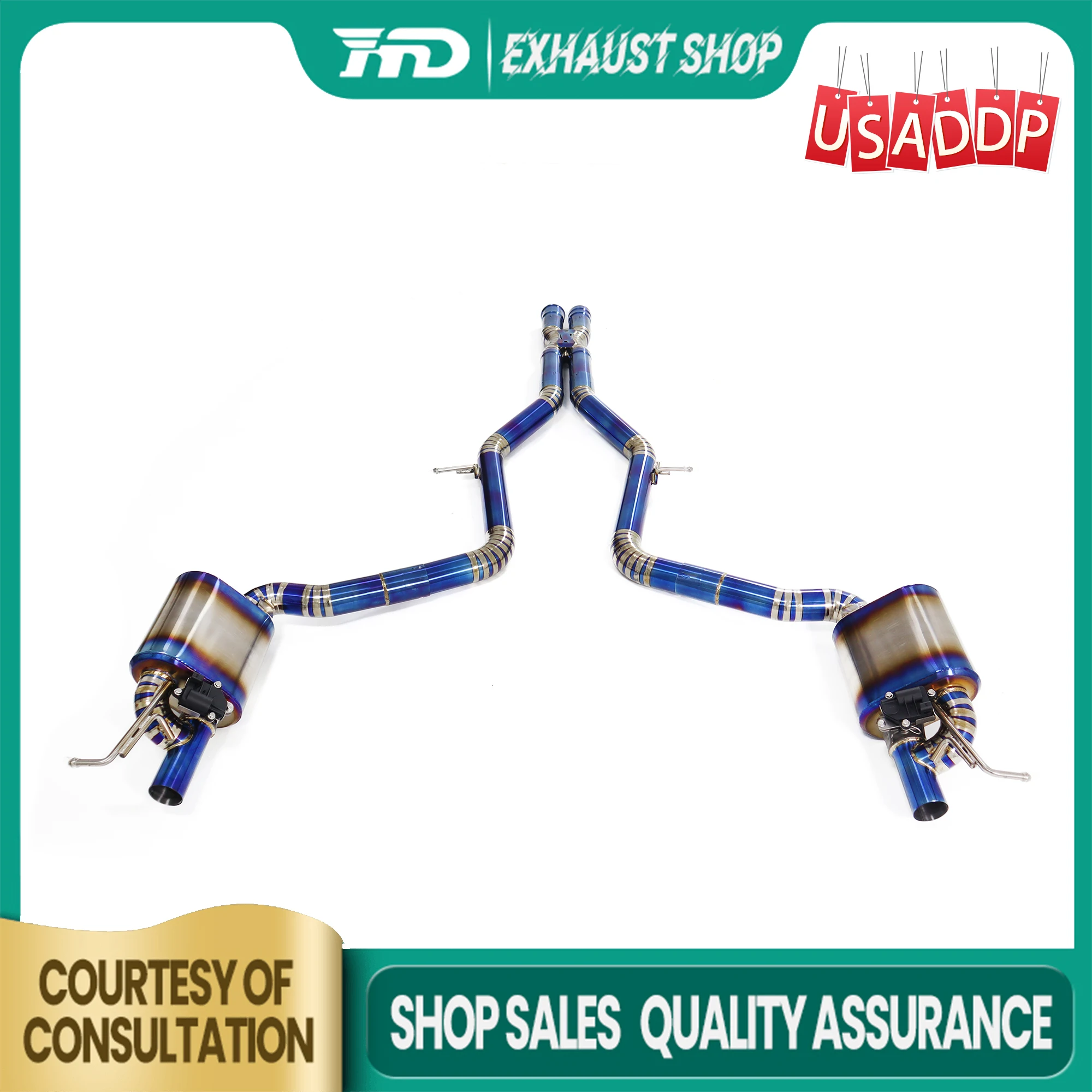 

HMD Catback для Benz E63 W211 Ti Запеченный синий Электронные клапаны Длительный срок службы Глушитель Выхлопная система