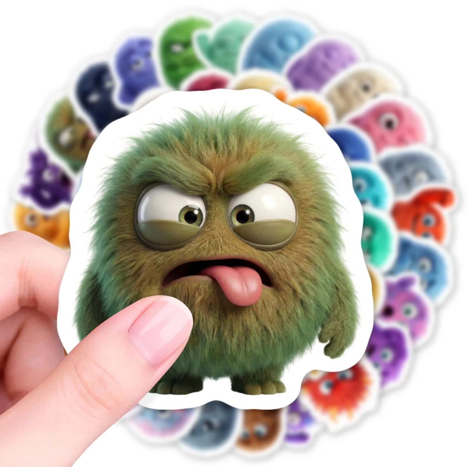 50PCS Funny Fuzzy Monster Stickers Waterproof Self-Adhesive Synthetic Paper Decals for Laptops Scrapbook Stationery Gift