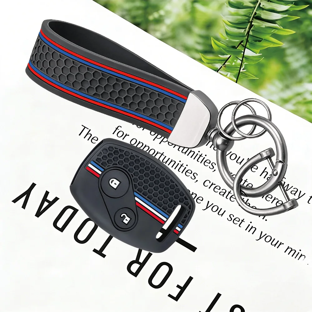 Honeycomb Texture Car Key Protector With Keychain For Honda Fit CIVIC JAZZ Pilot Accord CR-V Freed StepWGN Insight