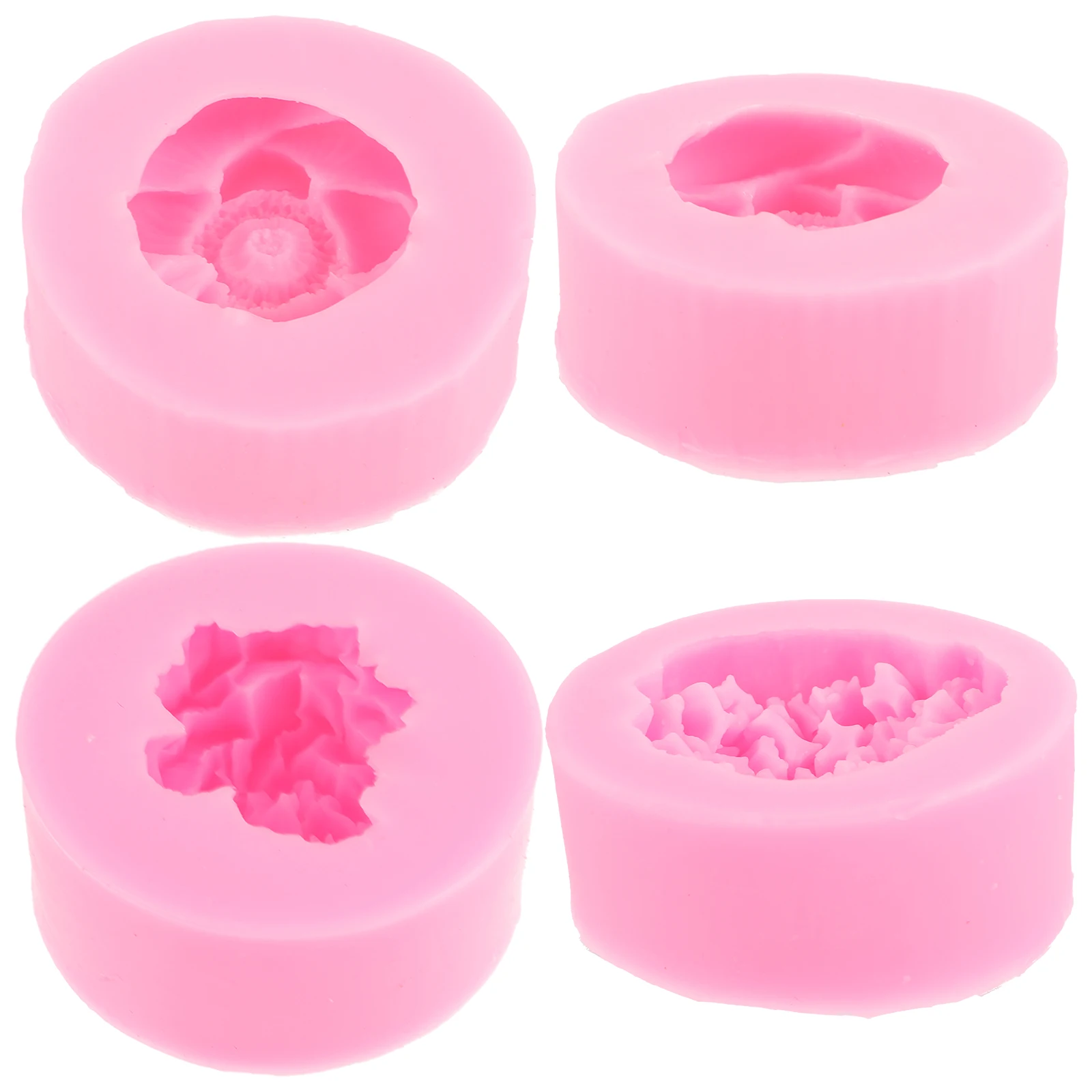 

4pcs Silicone Flower Mold Diy Epoxy Ornament Craft Reusable Flexible Molds Decoration Making Tool Fondant Cake Craft