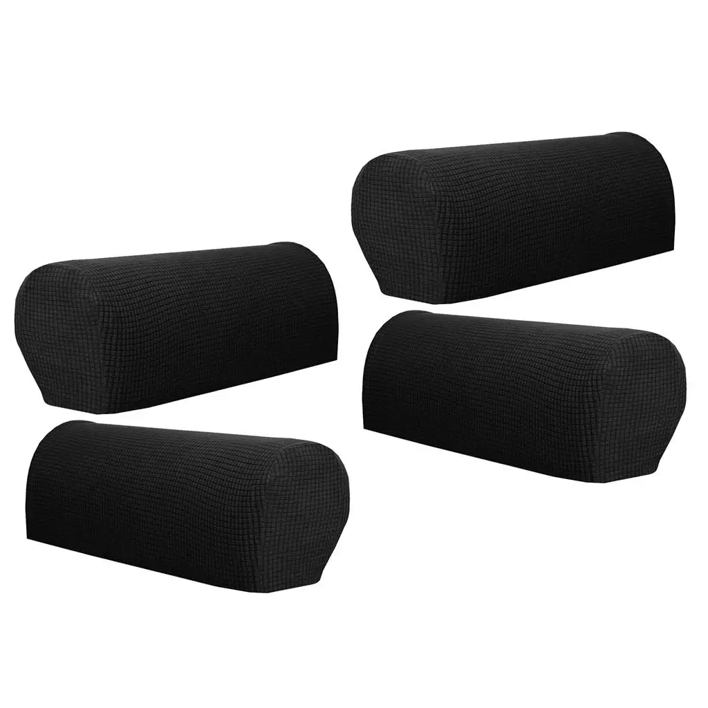 Set of 4 Sofa Armrest Protectors Stretch Flannel Arm Guards Non Slip Furniture Arm Cover for Home with Pets and Kids