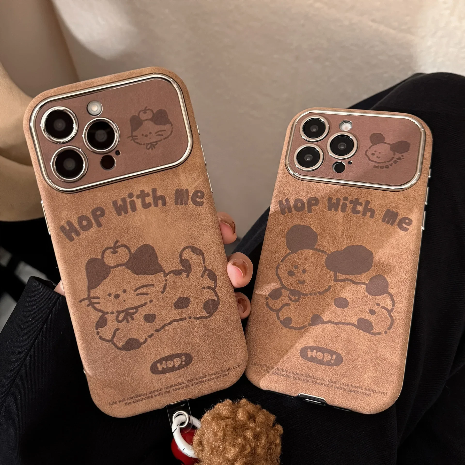 Retro puppy dog kitten Plush ball Suede art Phone Case For iPhone 16 15 14 13 12 11 Pro Max Case Cute Cartoon luxury Soft Cove