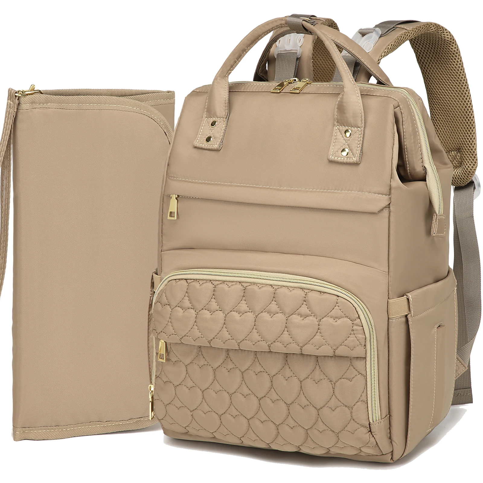 Diaper Bag Backpack Baby Essentials Tote Insulated Pocket Waterproof Travel Bag with Changing Station Pad Stroller Straps for Mo