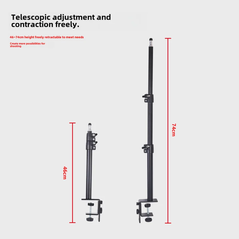 SLR Camera Two Segments Three-Section Telescopic Bracket Desktop Fill Light TabletCType Clip Desktop Live Streaming Phone Stand