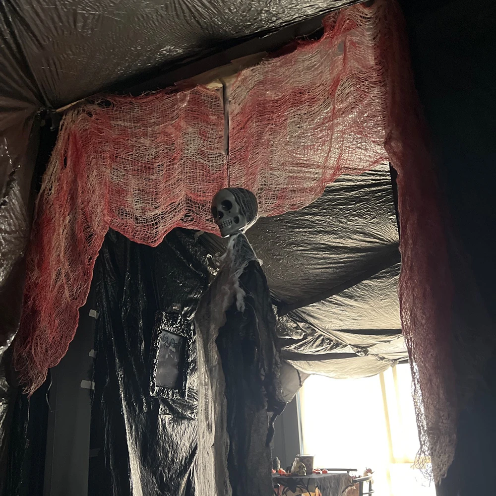 زينة الشاش الدموي للهالوين ، ضمادة قماشية رعبية ، ستائر الباب ، دعائم حفلات الهالوين المسكونة