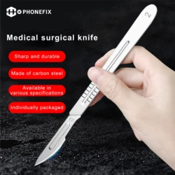10pcs/Set No.11 15 15C 18 20 21 25 Carbon Steel Blades Medical Surgical Knife Blades for Mobile Phone PCB DIY Repair Hand Tools