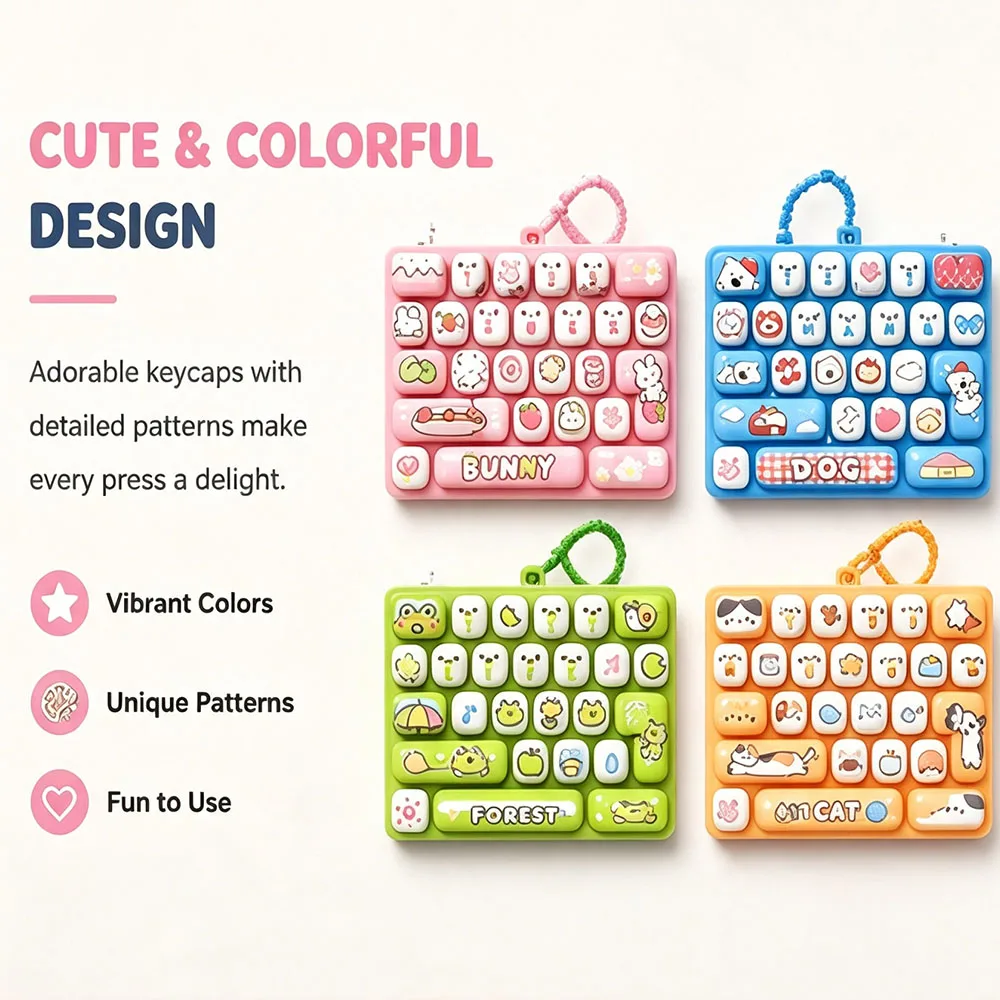 Deep Focus Mindful Prop 26 Grid Keycap Clicker Mechanical Keyboard Keychain ASMR Tactile Button Gadget Corporate Event Gag Gift