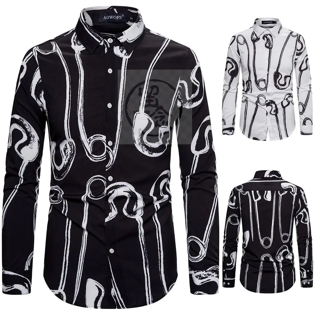 

Мужская длинная рубашка Spring Briti Faion с воротником-стойкой, с цифровым принтом, особого широкого кроя, повседневная