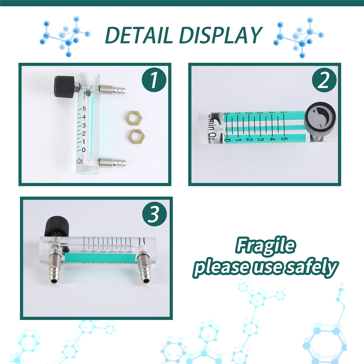

A06K 0.1-5LPM 1L Oxygen Flow Meter Flowmeter with Control Valve for Oxygen Air Gas