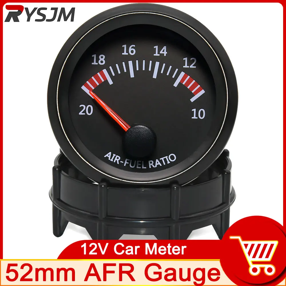 52mm 공기 연료 비율 게이지 협 대역 레이싱 미터 2 인치 자동차 터보 부스트 압력 게이지 키트 진공 흰색 LED 백라이트 12V
