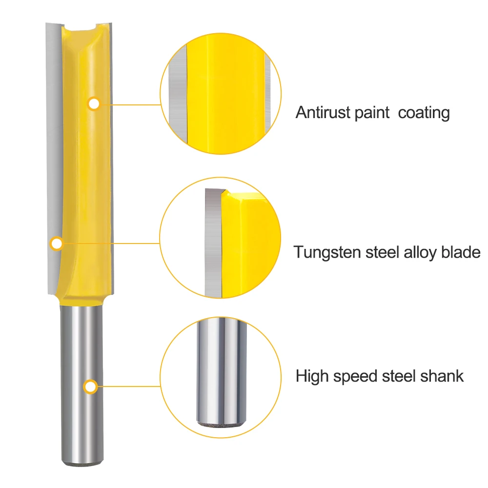 Flush Trim Router Bit Lange 50-76Mm Hout Router Bit 8Mm Shank Straight Frees Voor Houtbewerking graveren Gereedschap Tenon Cutter
