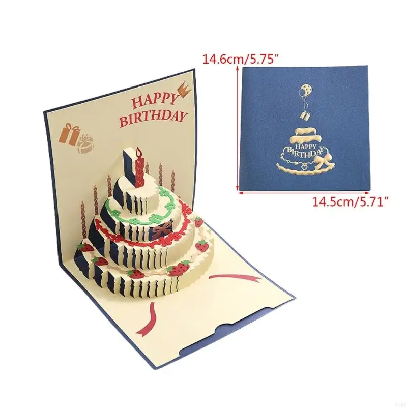 45BE Kue Ulang Tahun Pop-up Card 3D Kartu Ulang Tahun Kartu Ucapan Kartu Pos Hadiah