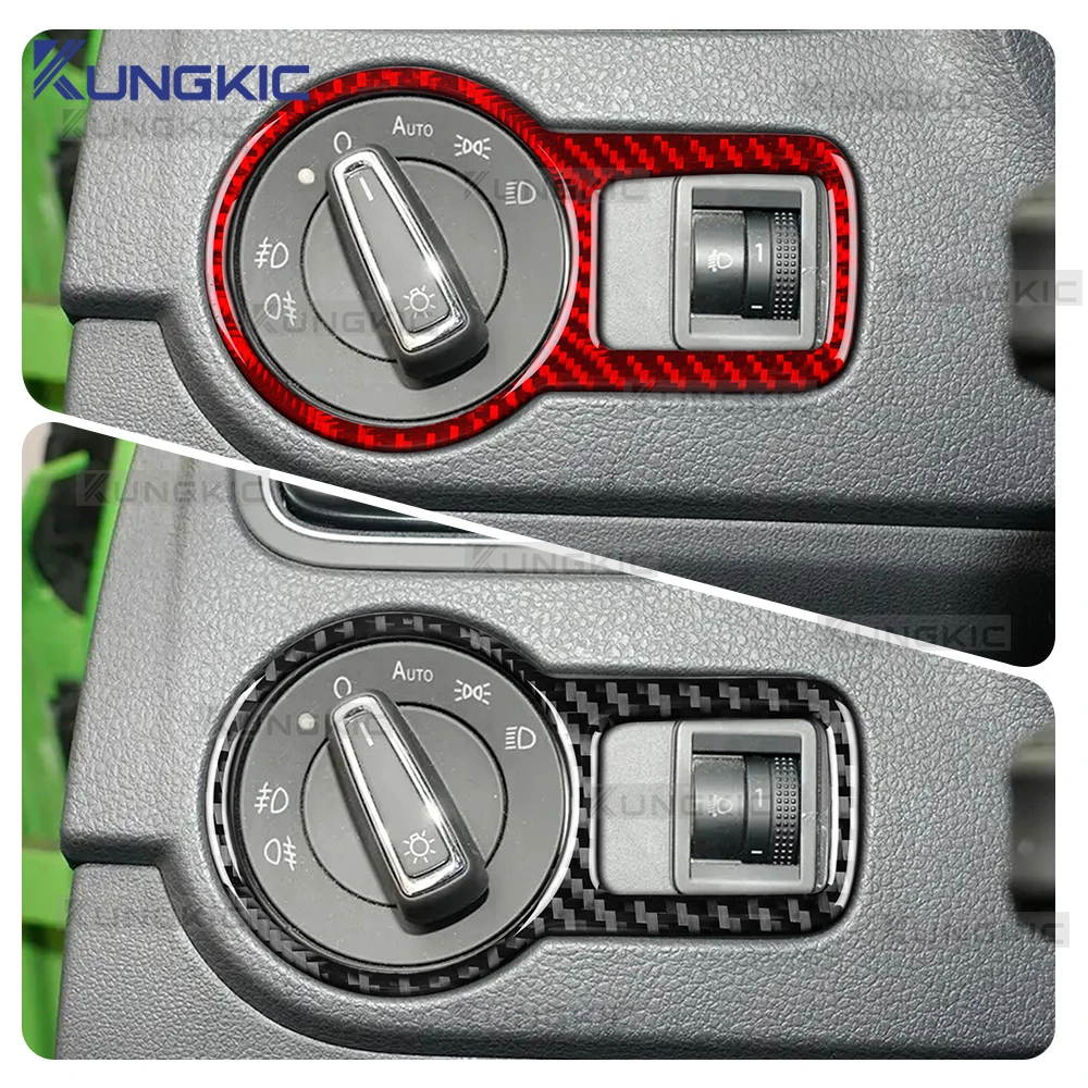 

Sticker For Volkswagen Polo VW MK5 6R 2010 2011 2012 2013 2014 Real Soft Carbon Fiber Car Headlight Switch Trim Accessories