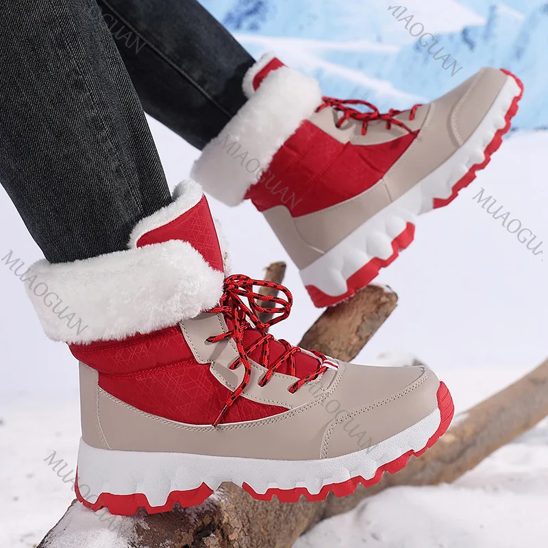 Botas De Nieve Para Mujer: Plataforma, Cálidas, Peludas, Botines Cortos Informales De Felpa Con Cordones_voghion.com