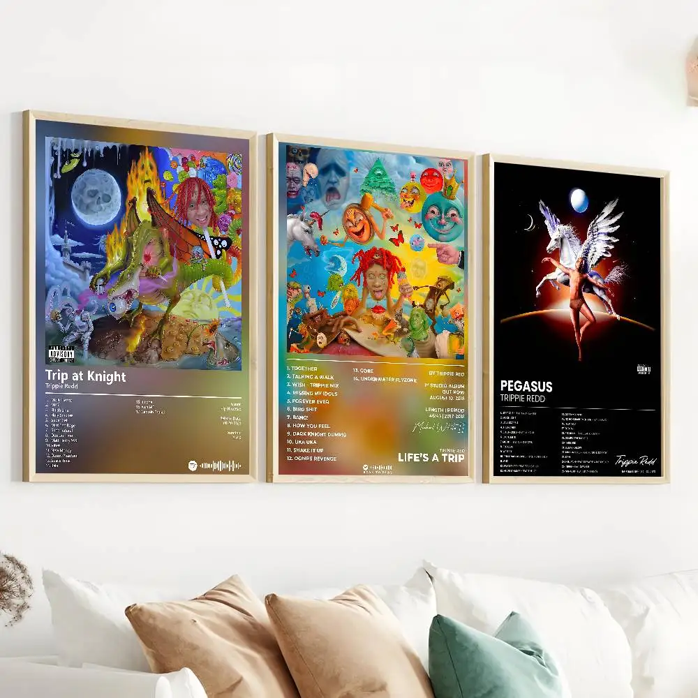 T-Trippie Rapper Singer R-Redd Poster Gallery Prints Self Adhesive Home Decor Decoration Wall Decals Living Room Sticker