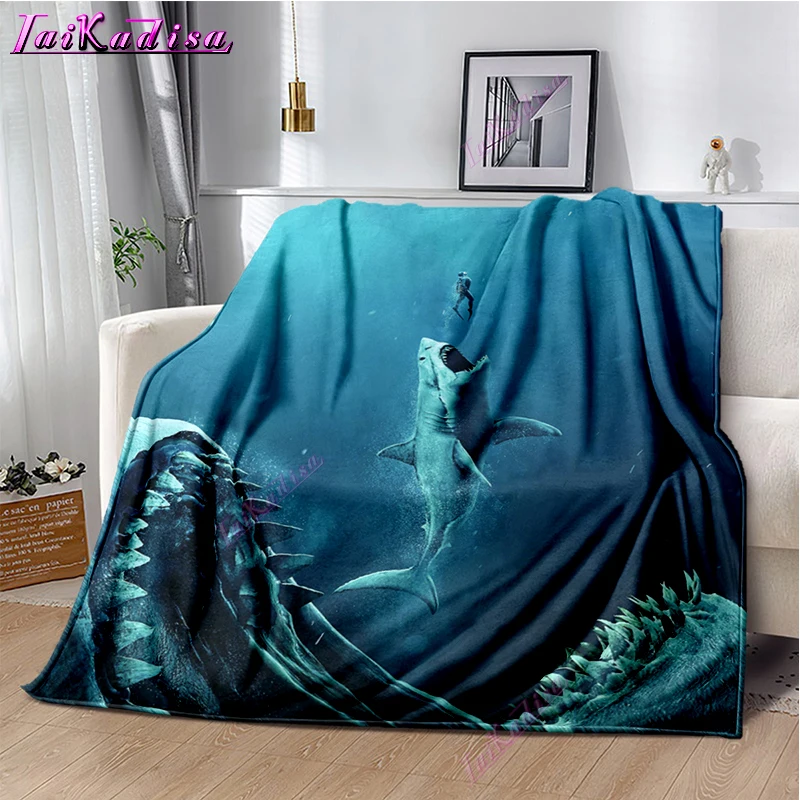 Jaws Blanket Throw Blanket Shark Fleece Blanket Soft Cover Warm Bedspreads Blankets for Beds Couch Travel