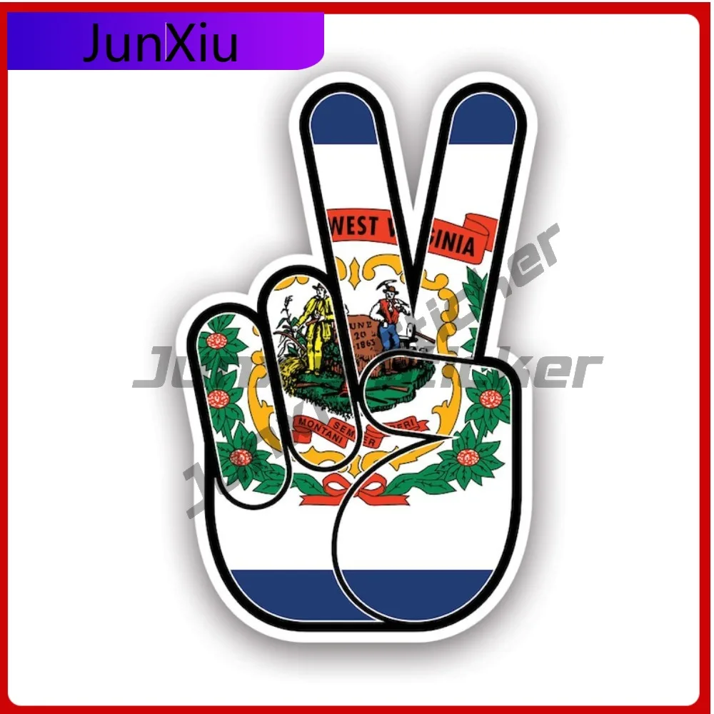 

West Virginia State Shaped Peace Sign Sticker Uv Protected Decals State Flag Patriotic Car Sticker Vinyl Decal Die Cut Sun