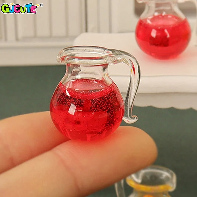 

1Pcs Doll House Mini Teapot Miniature Drink Bottle DIY Scene Decoration Fruit Juice Simulation Model Dollhouse Accessories