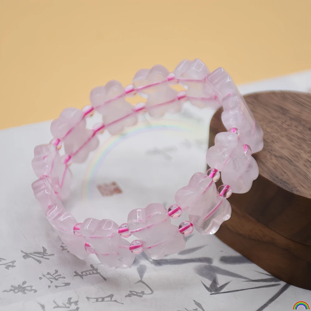 

Natural Pink Crystal Handmade Pink Crystal Original Stone Women's Fashion Small Fresh Crystal Bracelet Versatile Jewelry Rwbuy