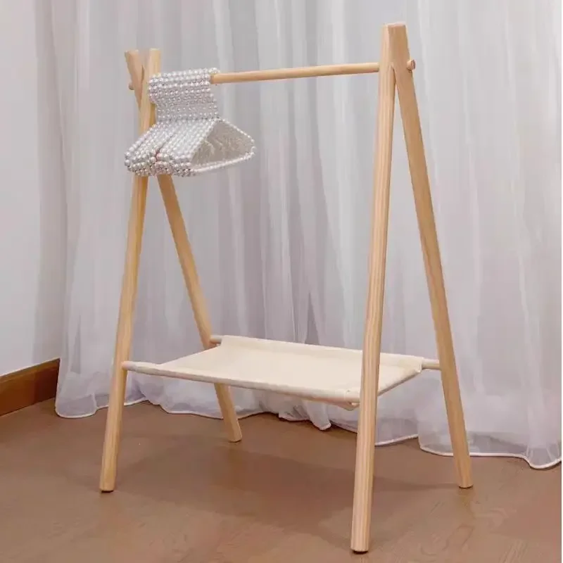 Pet floor hanger dog wardrobe solid wood puppy cat wardrobe coat rack dog hanger small clothes storage rack