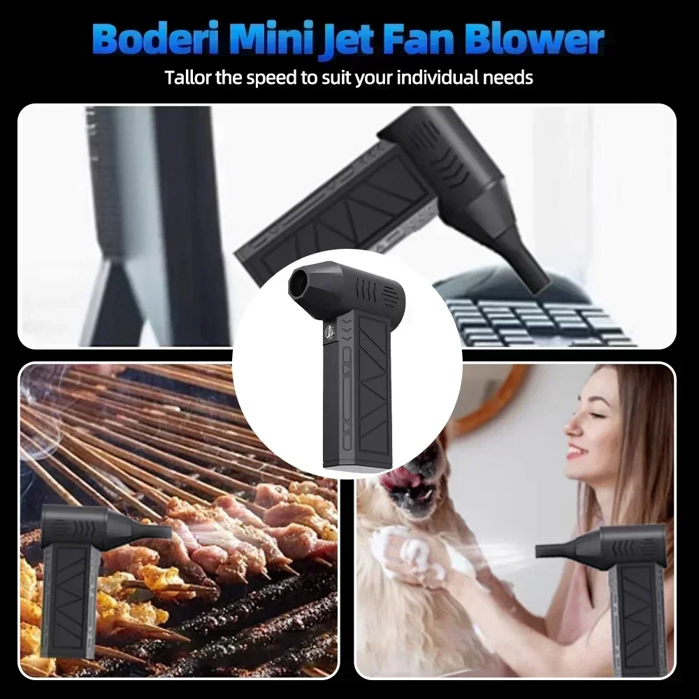 Mini Turbo Jet Fan 130000RPM Electric Air Duster 3 Gear Turbo Violent Blower Rechargeable with Light Car Cleaning Blowing Dust