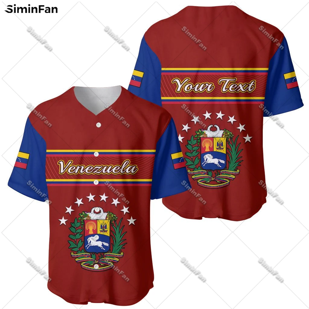 Wenezuela herb koszulka baseballowa 3D wszystko nadrukowane koszule męskie letnia koszulka bez kołnierzyka męska Camisa Unisex koszulka Top damski