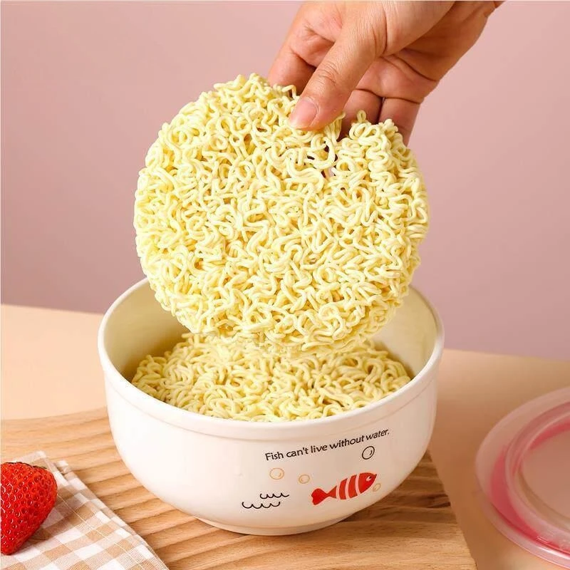 Microwave Oven Ceramic Food Container -Keeping Box Sealed Noodle Bowl round Shape No Partition for Refrigerator Use
