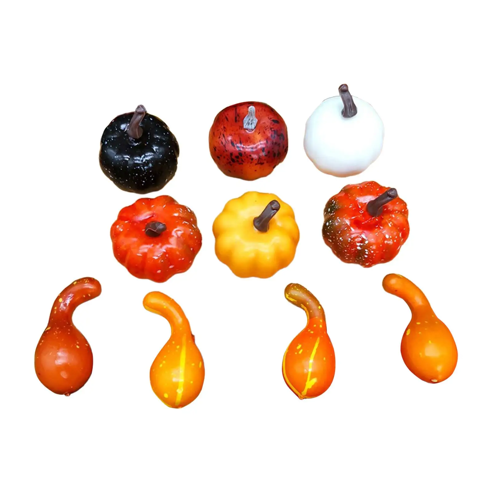 10Pcs Fake Pumpkins Model Mini Rustic Children's Education Tool Fake Foam Pumpkins for Halloween Kitchen Thanksgiving Fall