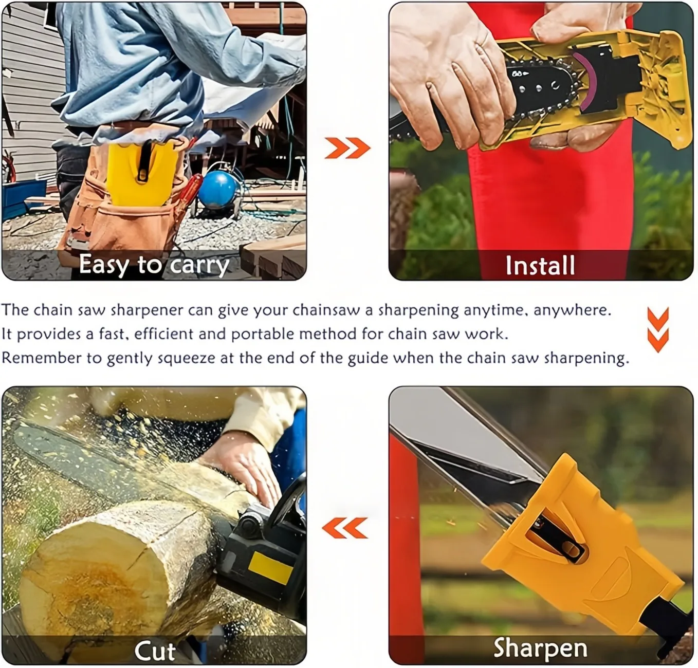 Tragbarer Kettensägenschärfer, universelles Kettensägeblatt-Schärfset mit 5 Schärfsteinen, Werkzeug zum Schärfen von Kettensägenkettenschärfen