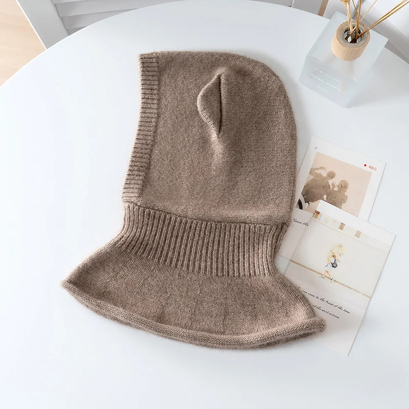 Children's 100% Pure Cashmere Knitted Yarn Autumn Winter Scarf Hat One-Piece Knitwear Soft Warm Fashionable Accessories