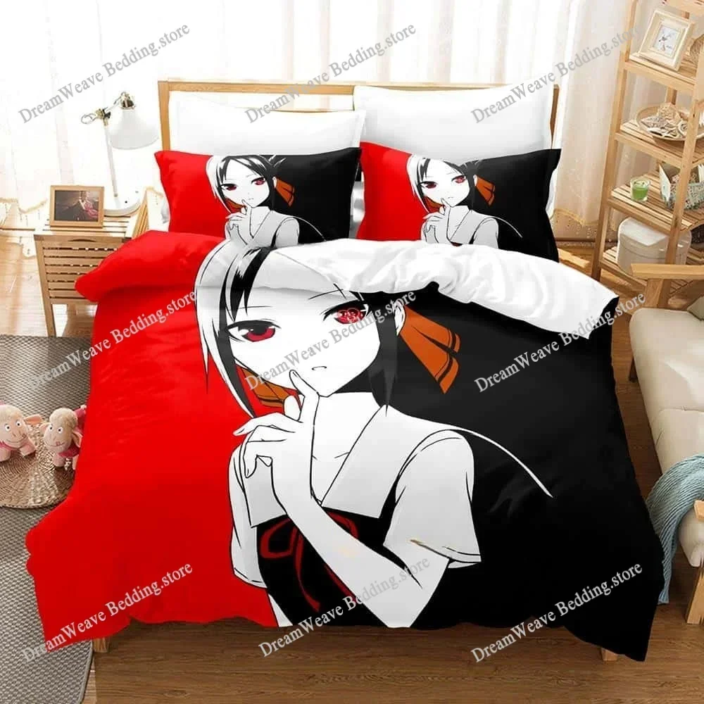 Home Textile Cartoons Kaguya-sama Love Is War Cover Duvet Cover Pillow Case Boy Girl Polyester Bedding Set King Queen Twin Size7