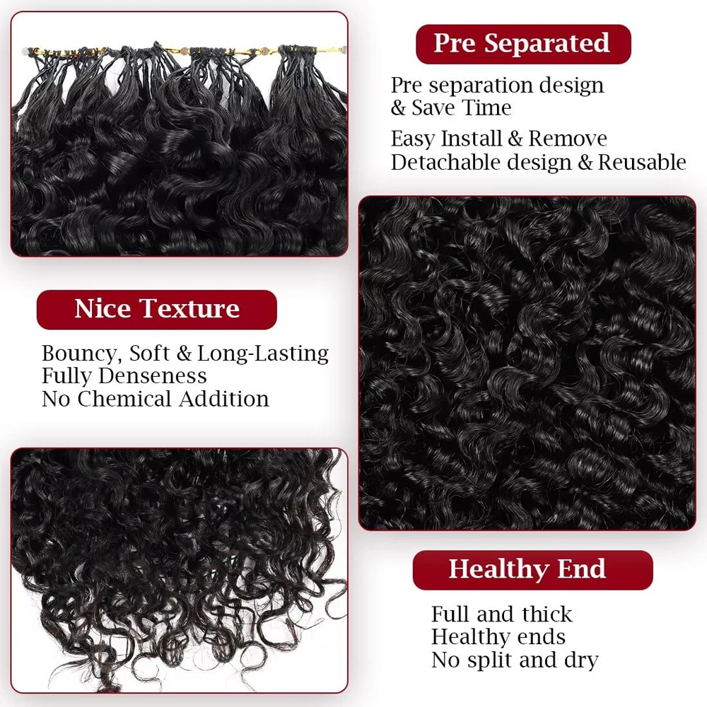 Luxury Kinky Curly Human Hair Crochet Extensions Natural Color Small Spiral Curls Pre-Looped Feather Crochet Hair Reusable Knotless Boho Braids for Women