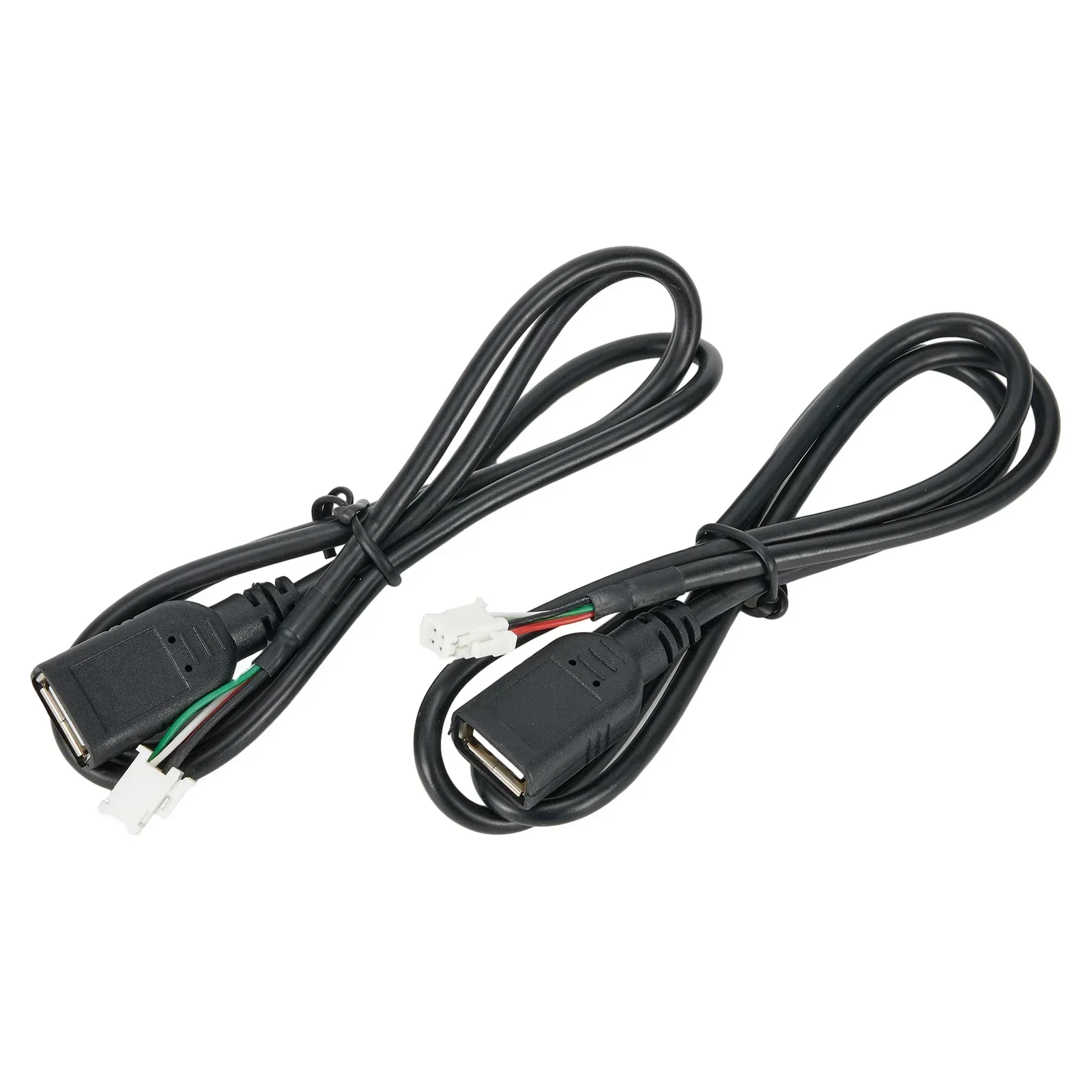 2 Pcs Car USB Extension Cable Adapter(4Pin+6Pin ) Car Radio Stereo Black 75CM Interior Connector Accessories