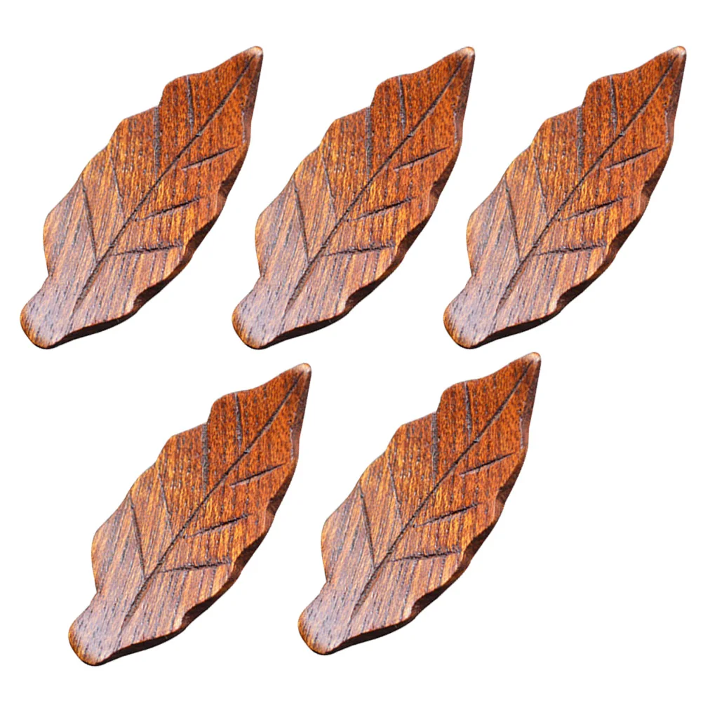 

5pcs Chopsticks Wooden Spoon Holder Rack Holder Unique Leaf Shape Prevent Rest Dinning Decor Gifts