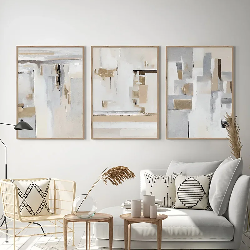 Multi-size 1PC frameless high-definition decorative paintings,Abstract Color Blocks Thick Lines Marble Wall Art Canvas Painting
