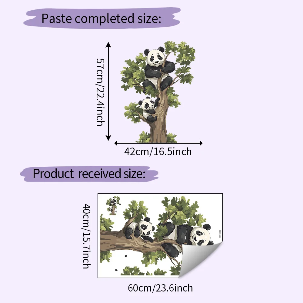 الباندا تسلق شجرة ملصقات جدار لغرفة المعيشة غرفة نوم خزانة ديكور خلفية المنزل شارات الحائط ذاتية اللصق #6