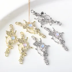 10Pcs/lot Zinc Alloy Charms DIY Jewelry Accessories Butterfly Vine Bright Stone Multi-hanging Connector